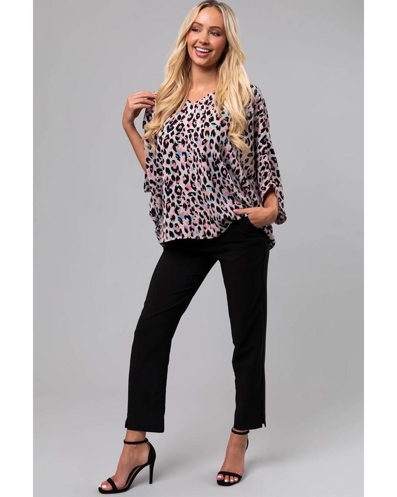 Azura Exchange Блузка большого размера с разноцветным леопардовым принтом и V-образным вырезом