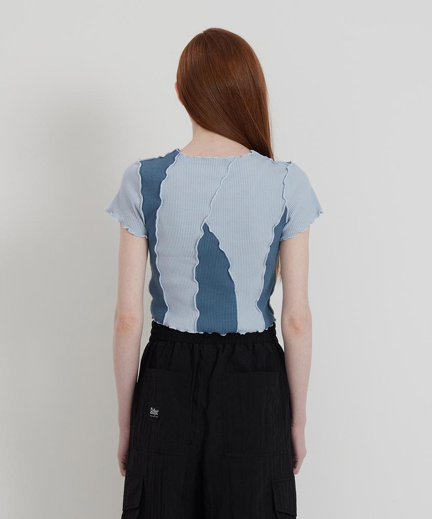 ANDTHEOTHER Blue Multi-Cut Short Sleeve T-Shirt