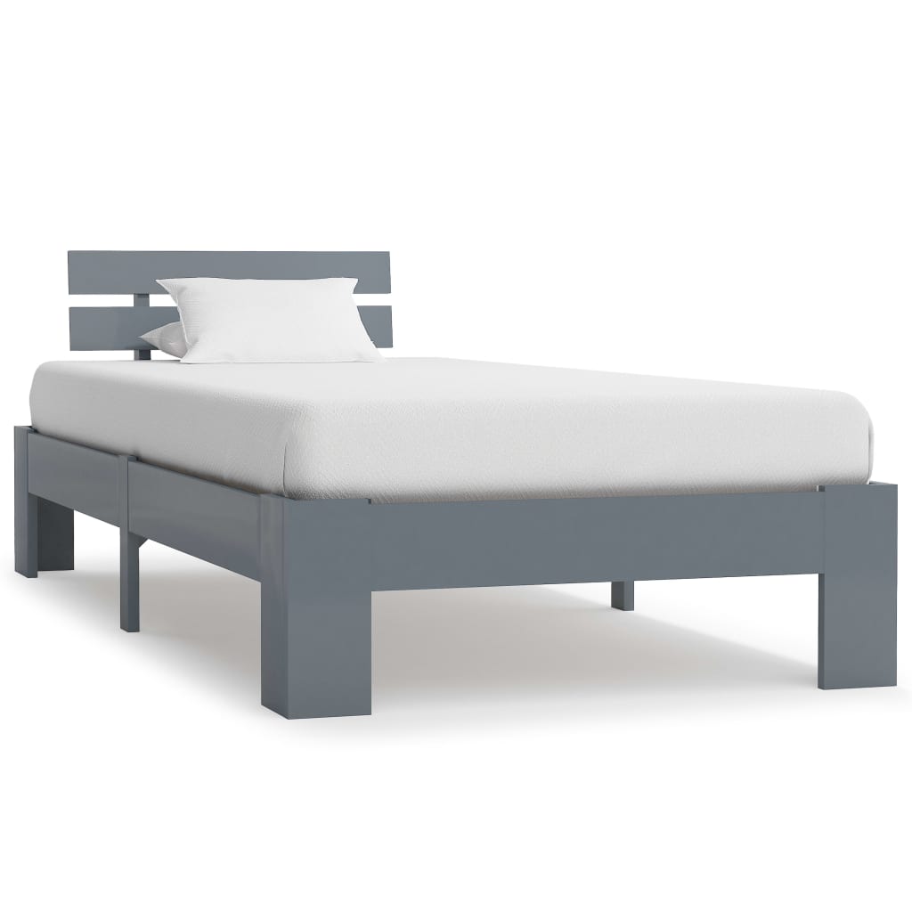 Solid Wood Bed Frame Gray Pine 100 x 200 cm
