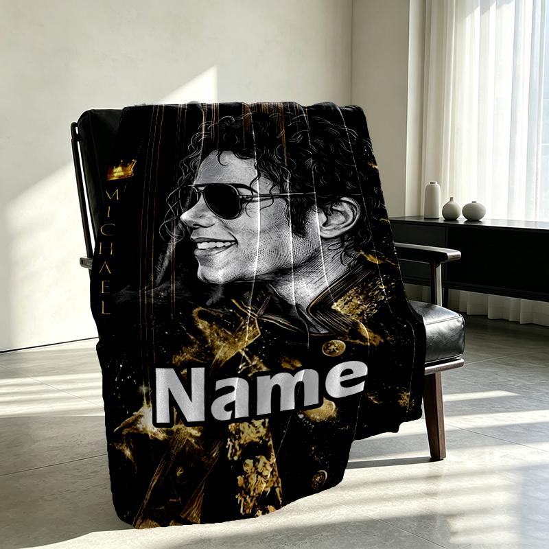 Custom Name Personalized Michael Jackson Print Blanket, Home Decor, Bedroom, Sofa, Camping, Couch, Gifts for Birthday Christmas