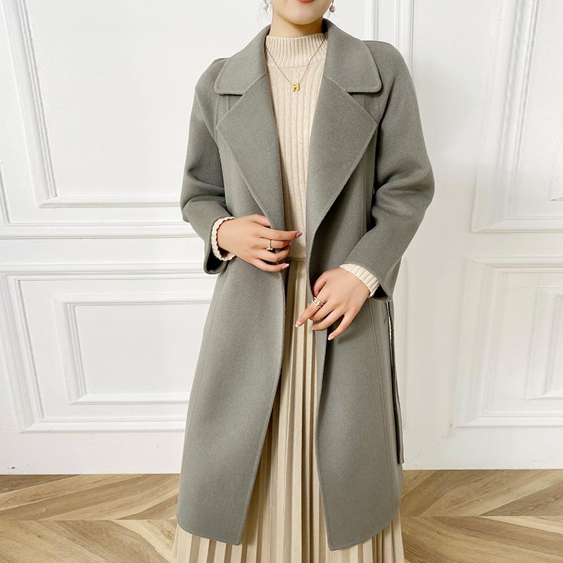 Женское пальто из 100% шерсти TIDENOVEL Осеннее шерстяное длинное пальто Ручной работы Пальто-бушлат Зимняя теплая шерстяная длинная куртка Пальто