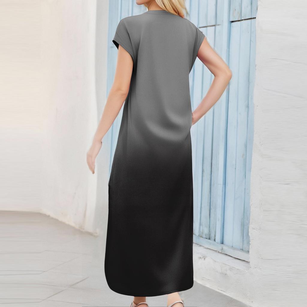 Женская мода повседневный пляжный отпуск градиентный принт сарафан длиной до колена пляжная юбка с карманом юбка