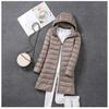 Spring Fall Medium Long Down Jacket Women Ultra Light Warm Hoodie Jacket White Duck Down Coat S-7XL