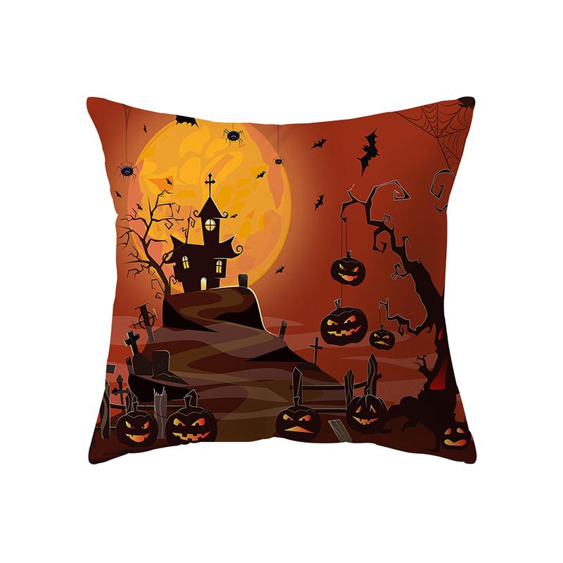 Horror Halloween Theme Pumpkin Print Pattern Cushion Cover Home Living Room Sofa Decoration Square Pillow Pillow Cover