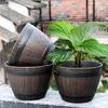 Decorative Round Flower Pot No Deformation Flower Bucket Ornament Simulation Wood Barrels  Yard