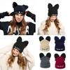 Knitted Womens Cat Ears Imitation Mink Hat Skullies Fur Pom-pom Hat Female Hat Cute Hat
