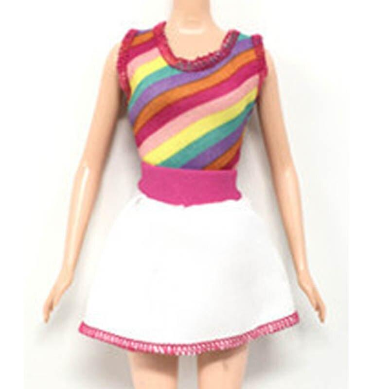 Короткие платья в радужную полоску для кукольного домика Барби 1/6, повседневная одежда, модная одежда для кукол Барби, кукольная одежда, игрушка