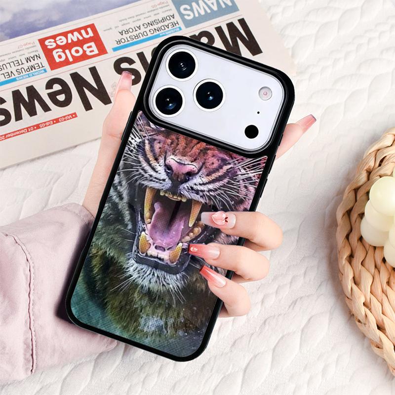 Чехол для телефона «Тигр скалит зубы и рычит» для iPhone 17 16e 15 14 13 12 11 Pro Max Air Mini Мягкая защитная крышка