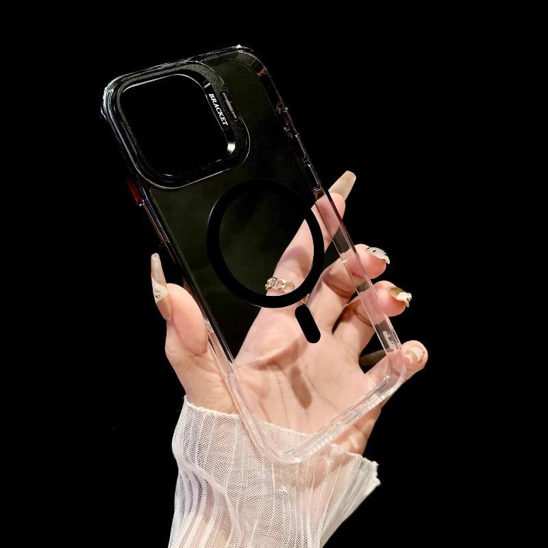 iPhone 17 Pro Max Градиентный Магнитный Прозрачный Чехол-Подставка с Защитой Линзы Ударопрочный