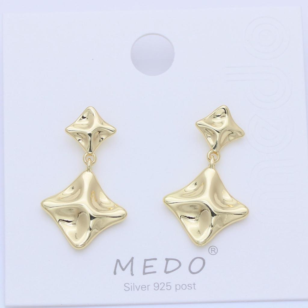 Серьги-подвески геометрической квадратной формы из серебряной иглы S925 – Золотой сплав, Сохраняющие цвет, Легкая роскошь для женщин.