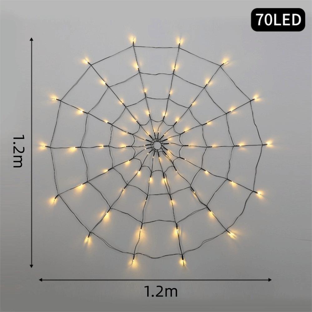 70LED Spider Web String Light 1.2M Cobweb Light Decorative Net Light Halloween Decoration