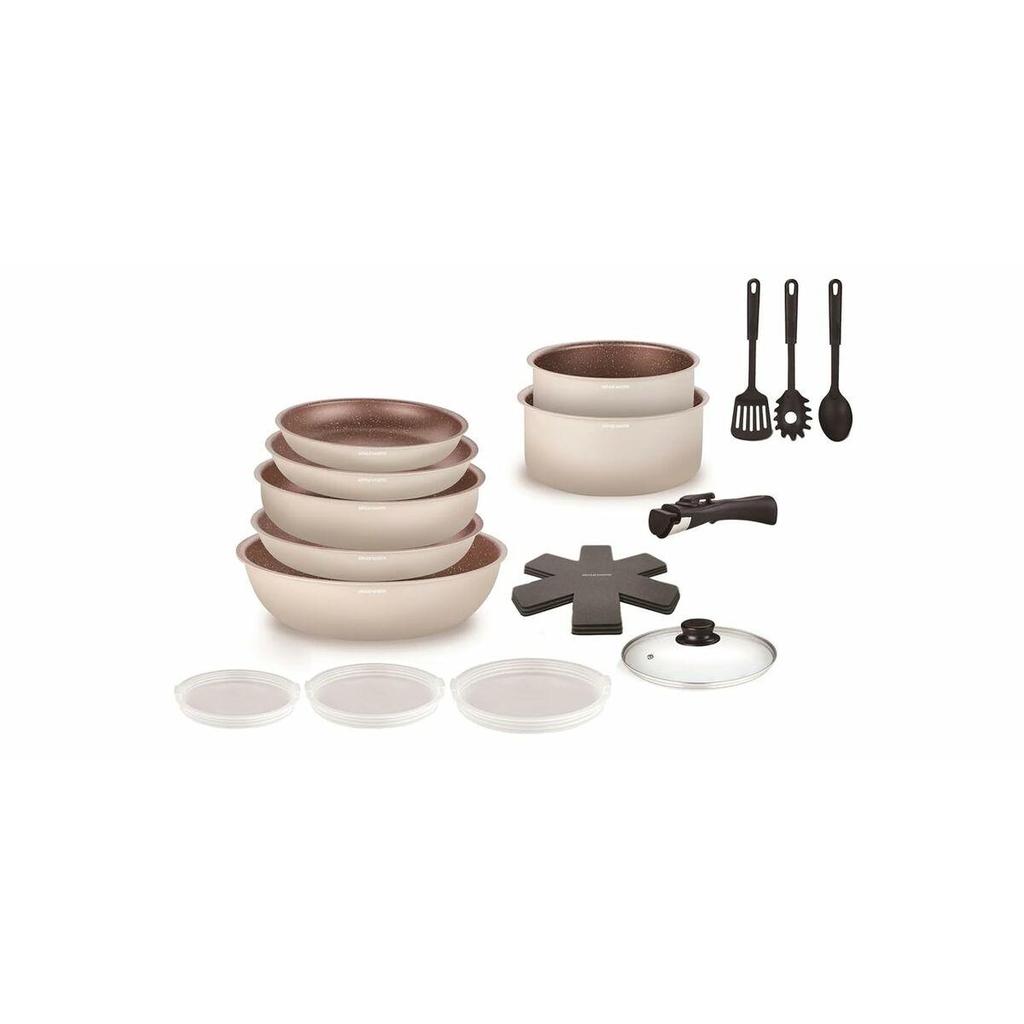 Arthur Martin Cookware Set 18 Pieces Aluminum Cream