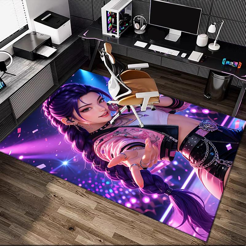 1pc Kpop Demon Hunters Rug, Digital Printed Home Chair Sofa Mat, Durable Office Area Carpet, Beautiful Festival Decorations