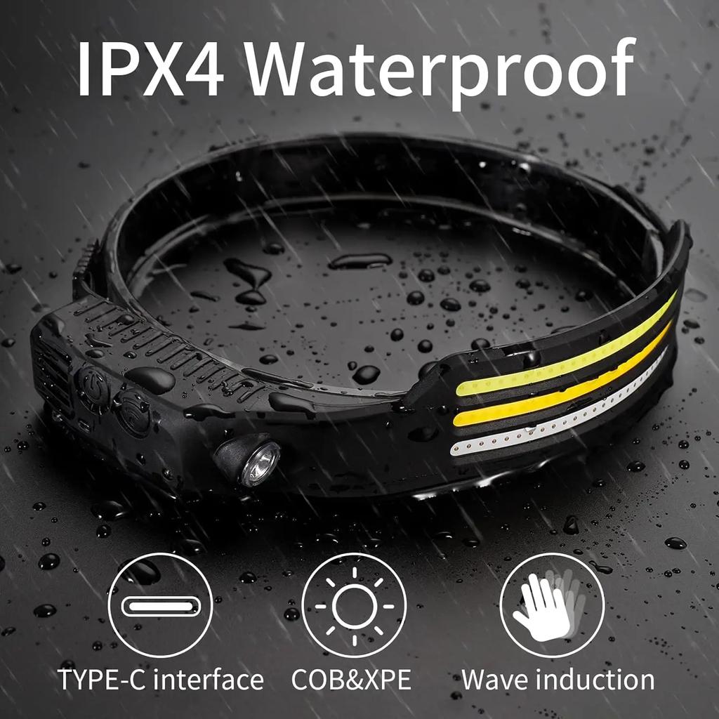 USB перезаряжаемый налобный фонарь индукционный налобный фонарь COB светодиодный датчик налобный фонарь со встроенным аккумулятором 10 режимов освещения налобный фонарь