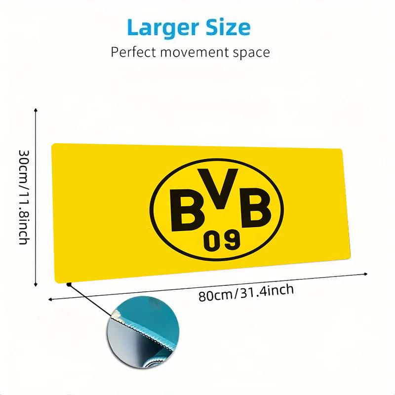 Dortmund Team Logo Mouse Pad, Large Gaming Desk Mat, Non-slip XXL Mousepad for Laptop & Tablet, Mini PC Playmat with Stitched Edges