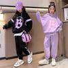 Autumn Teenage Girl Clothes Set Children's Girls Hoodies Pullover Top and Side Stripe Pant 2 Pieces Suit Kid Letter Tracksuit