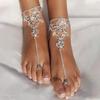 2 Pcs /Set Bohemian Butterfly Rhinestone Anklet Toe Jewelry Beach Foot Chain Ankle Bracelet On The Leg Toe Chain