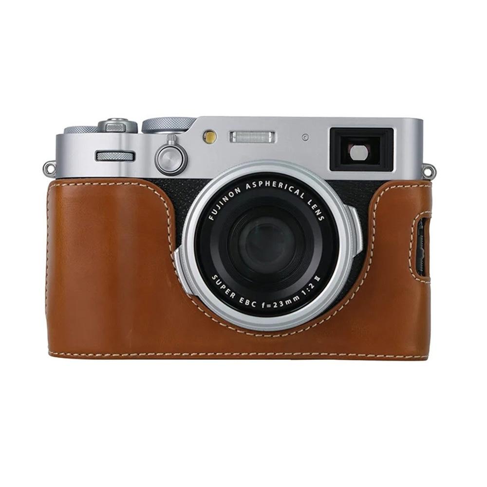 Масло Кожа Камера Получехол для Fujifilm X100VI Fuji X100VI PU Кожа Нижняя Крышка с Открытым Дном