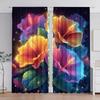 2 шт., Полиэстер, Яркий разноцветный принт с узором из цветов и листьев, Светофильтрующие шторы, Подходят для спальни, Гостиной