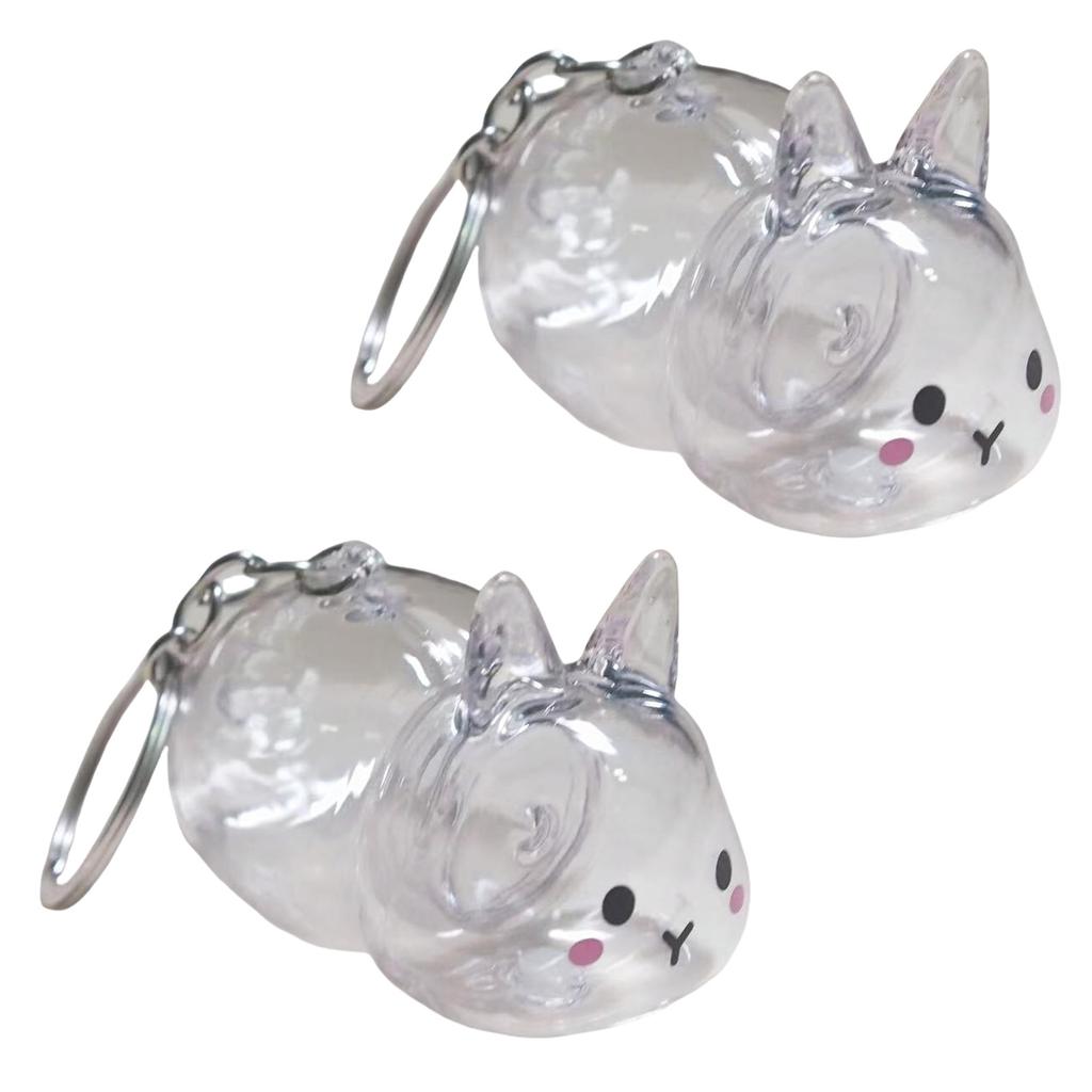 Funny Rabbit Shape Hair Storage Keepsakes Box Keychain Plastic Clear Pet Furs Collector Pendant Decors Pet Lover Gift