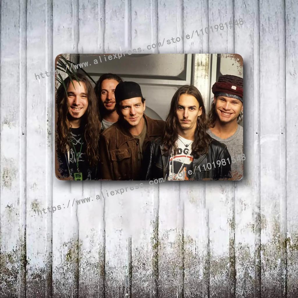 Металлический декор Pearl Jam Band Постер Винтажная жестяная табличка Металлическая табличка Декоративная табличка для паба, бара, мужской пещеры, клуба, украшение стены
