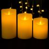 3Pcs LED Flameless Candles Outdoor Real Wax Candle with Remote Control Indoor Battery Operated Flickering LED Pillar Candles