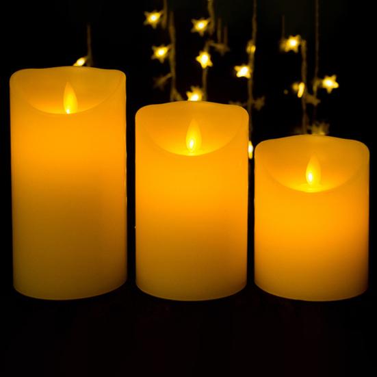 3Pcs LED Flameless Candles Outdoor Real Wax Candle with Remote Control Indoor Battery Operated Flickering LED Pillar Candles
