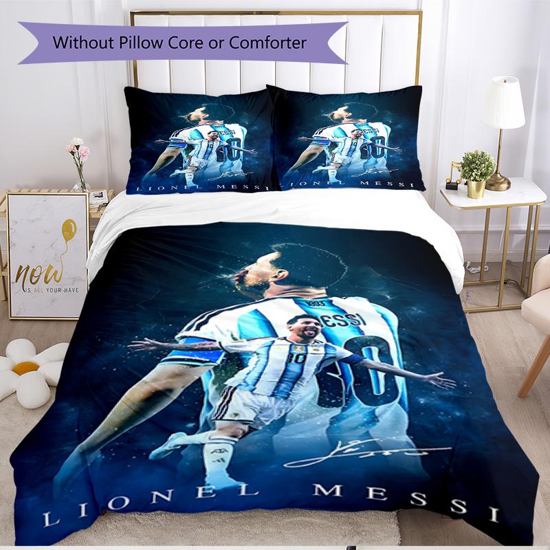 3pcs Duvet Cover Set (1*Duvet Cover + 2*Pillowcase, Without Core), football player Print Soft All‑Season Bedding Set, Home Bedroom Decor Gift