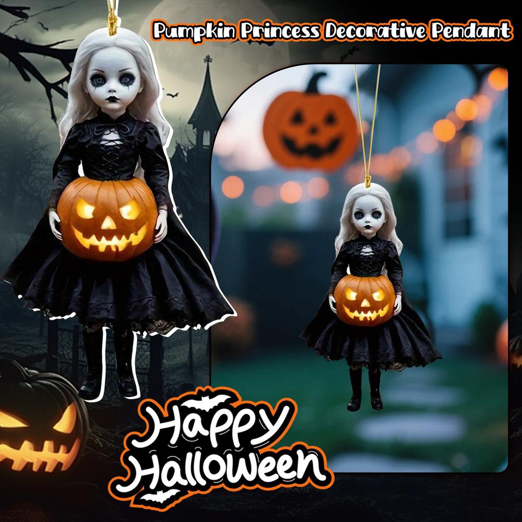 2D Pumpkins Man Christmas Tree Decoration Pendant Car Rearview Mirror Pendant Halloween Party Decorations, Horror Pumpkins Skeleton Witch Pendant