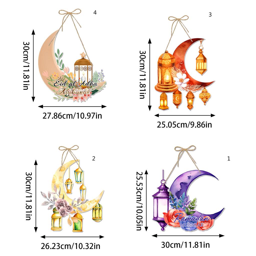 Eid Mubarak Moon Hanging Decorations Elegant Ramadan Paper Door Hanging Sign Display Accessory For Holiday Atmosphere