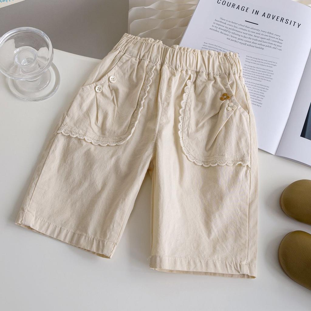 Девочки Летние Укороченные Тонкие Детские Повседневные Шорты из Чистого Хлопка и Брюки Средней Длины для Девочек