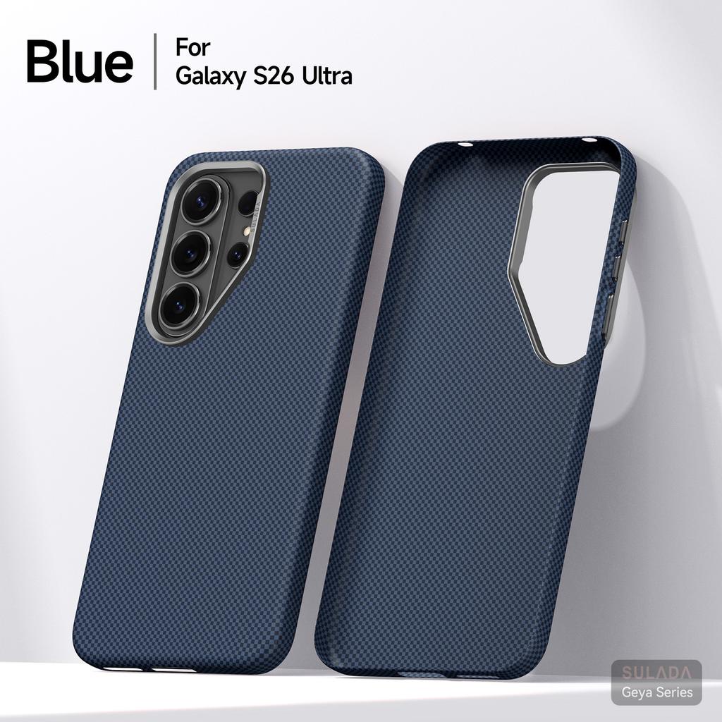 SULADA Magnetic Phone Case for Samsung S26 Ultra Slim PC Handmade Water Sticker Carbon Fiber Texture for Samsung S26+ S26 Case