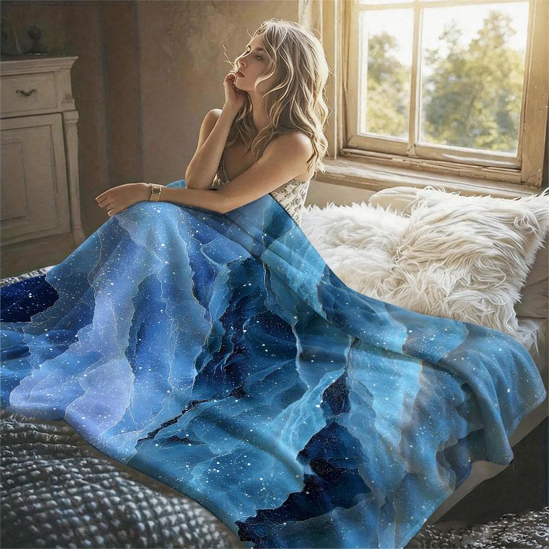 Ice Star Ink Wash Flannel Blanket Warm Soft Halloween Christmas Decorative Couch Warm Cozy All-Season Gift