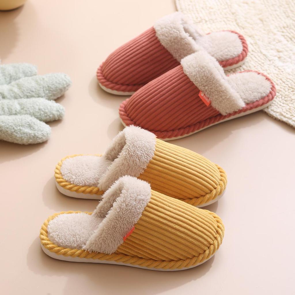 Мягкие хлопковые тапочки на толстой подошве для мужчин и женщин, идеально подходят для ношения в помещении осенью и зимой.