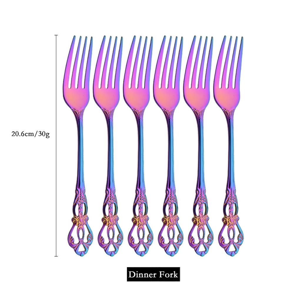 6 шт./24 шт., набор столовых приборов Rainbow Western, набор столовых приборов из нержавеющей стали, нож, вилка, кофейная ложка, набор посуды с роскошной стойкой для хранения
