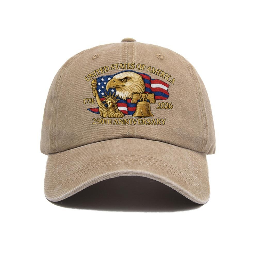 Hot-selling washed retro printed baseball cap American anniversary men's and women's caps Embroidery production log