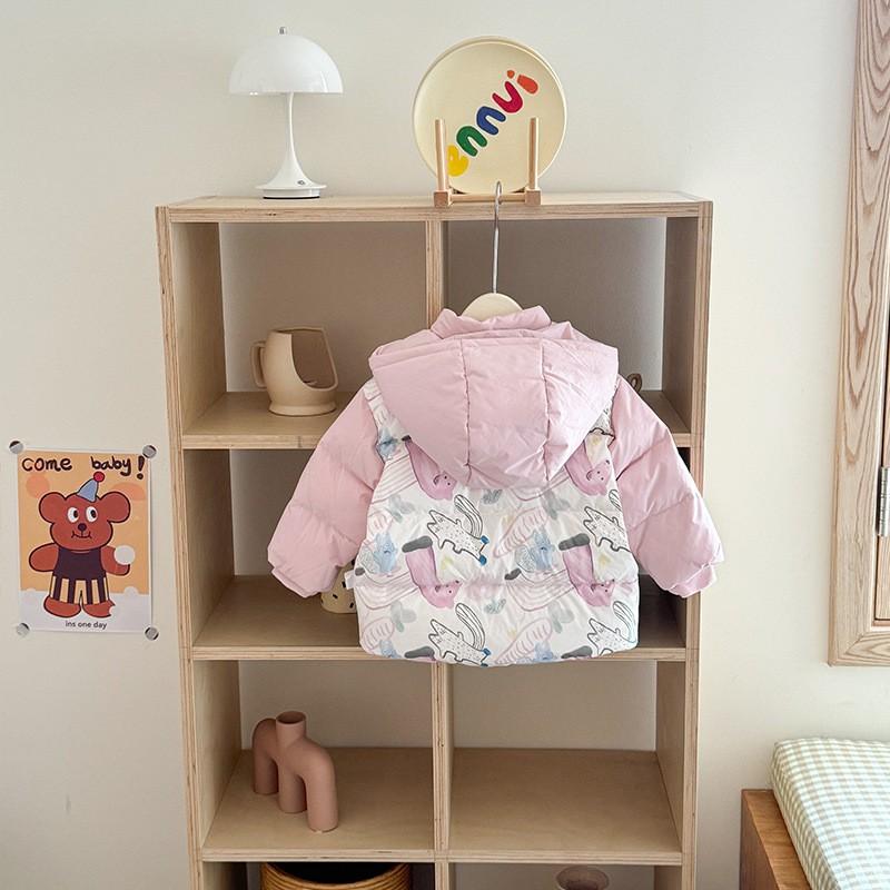 Зимняя пуховая куртка для девочек 1-3 лет, толстая, теплая, с капюшоном, верхняя одежда для малышей, наполнитель 90 г, 86-90% белого утиного пуха