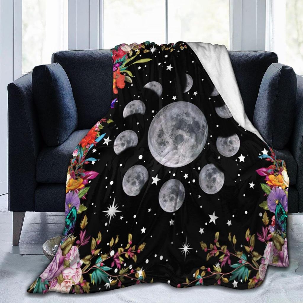 Moonlight Garden Blanket Grape Flower Surround Moon Star Flannel Blanket Bedroom Living Room Home Sofa Blanket