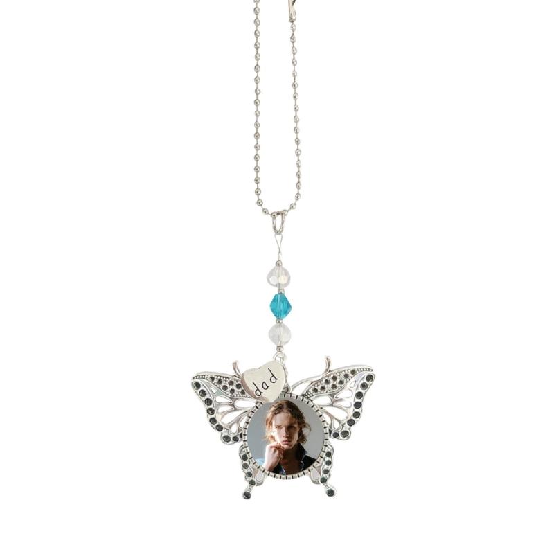 Stylish Silver Butterfly Shaped Car Interior Accessory Sublimation Blank Rearview GlassesPendant Auto Auto Hangings