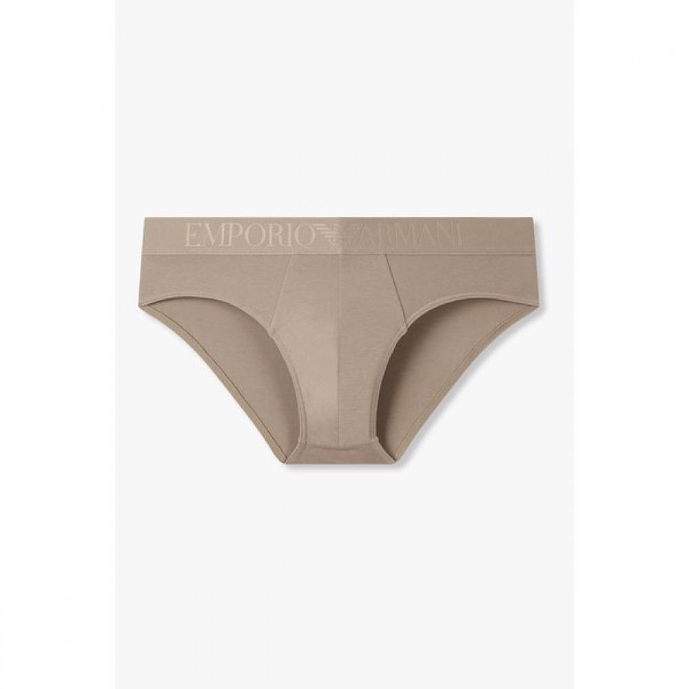 Emporio Armani Мужские хлопковые трусы-слипы с глянсовой полосой с логотипом, набор из 2 шт. S 0815311056 0815