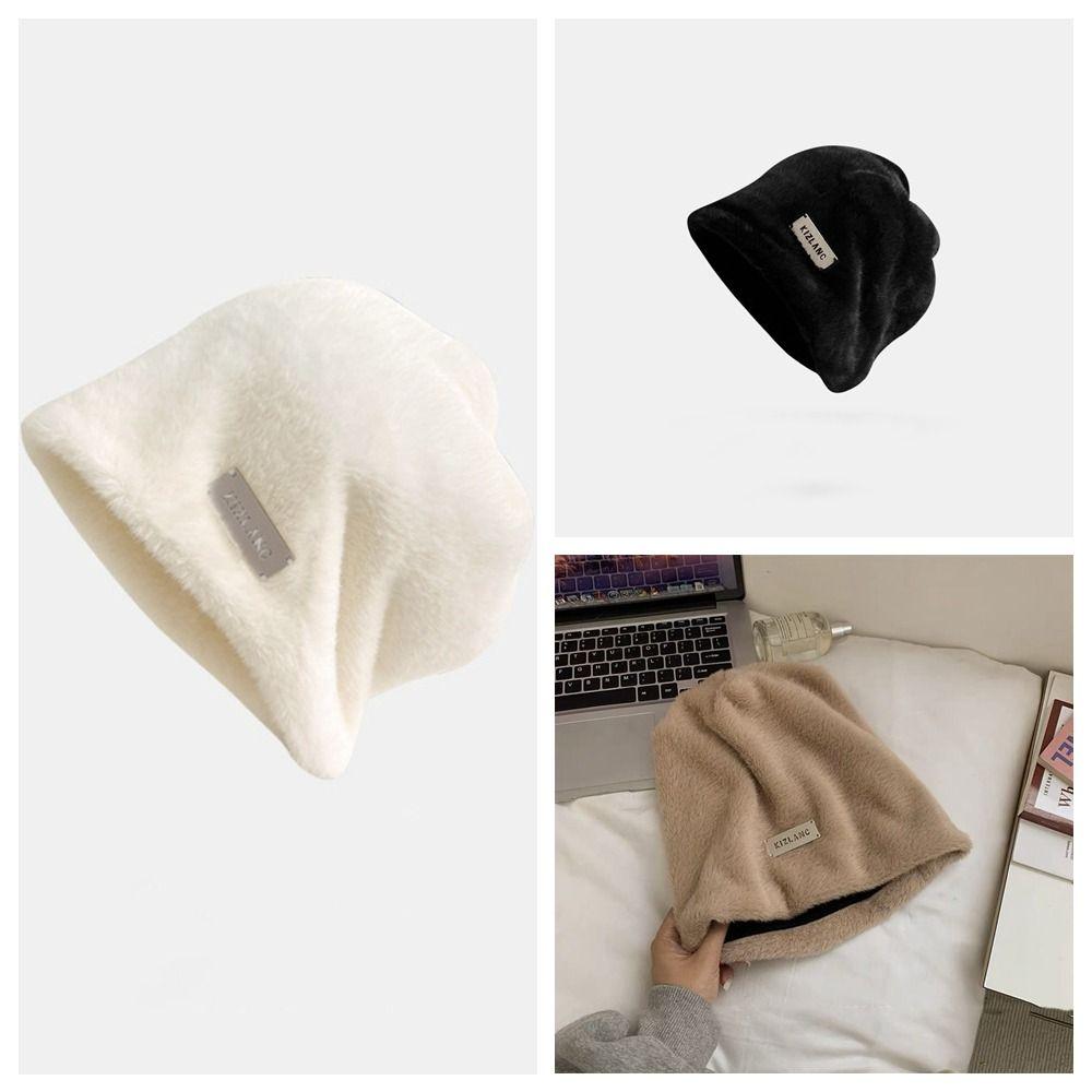 Утолщенные плюшевые шапки-бини в корейском стиле с буквами, модные флисовые шерстяные шапки-чехлы на осень