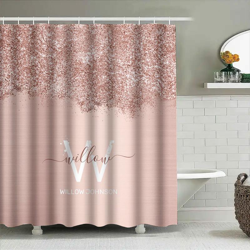 Custom Shower Curtain With Glitter Design For Bath Decor Modern Bathroom Accessories For Her Gift Idea