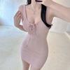 Small man pure desire wind suspender dress female summer hottie sexy body strap waist hip short skirt