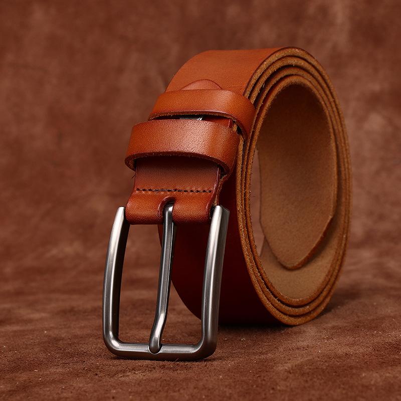 Whole Cowhide Cut Retro Belt Men'S Genuine Leather First Layer Cowhide Pin Buckle Simple Casual Jeans Belt Men'S
