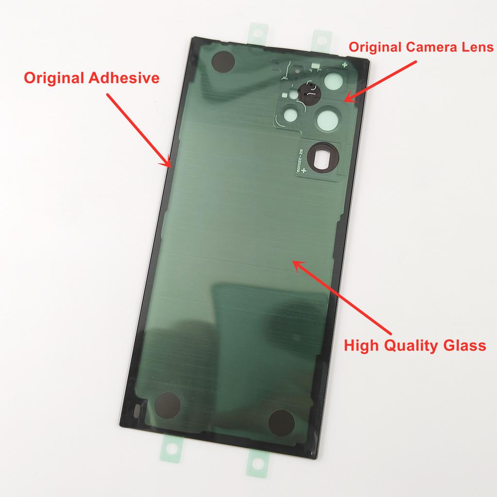 Matte Glass For Samsung Galaxy S22 Ultra 5G Battery Cover Rear Lid Back Door Housing + Camera Lens Glue Adhesive