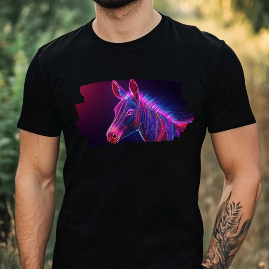 T-Shirt Herren Neon Esel Motiv Baumwolle Größe XS bis 5XL
