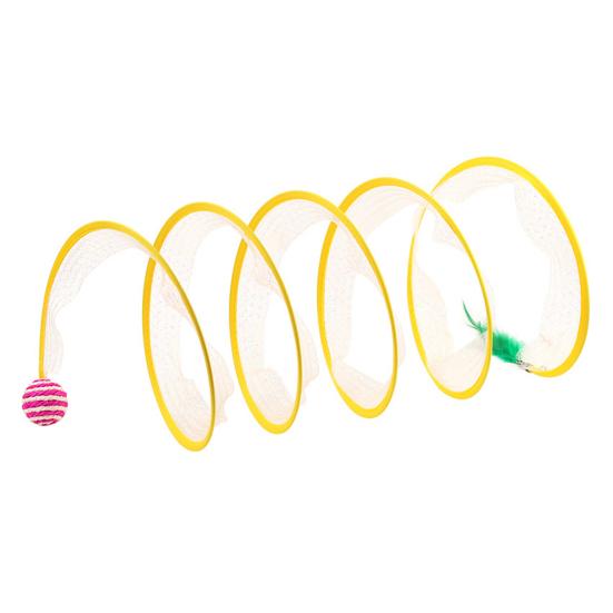 Самостоятельная игра Кошачий туннель Пружинная игрушка Складной Кошачий Охотничий Спиральный туннель с пером и мышкой/шариком для домашних кошек Щенка Котенка Кролика