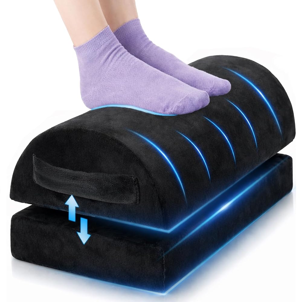 Footrest for under desk, two height settings [Supervised by a chiropractor, reduces strain on knees