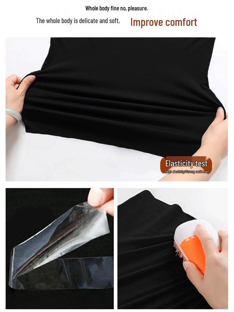 Женская летняя модальная приталенная футболка большого размера с коротким рукавом черного цвета