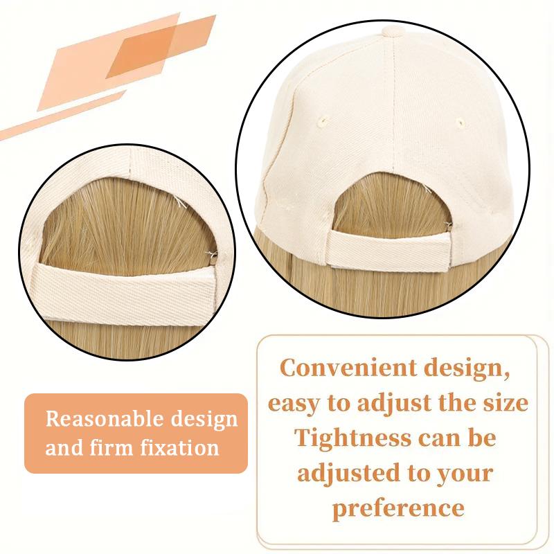 Белая кепка-утконос, длинный прямой парик, синтетический парик для женщин, удобный в ношении, регулируемый размер для ежедневного использования